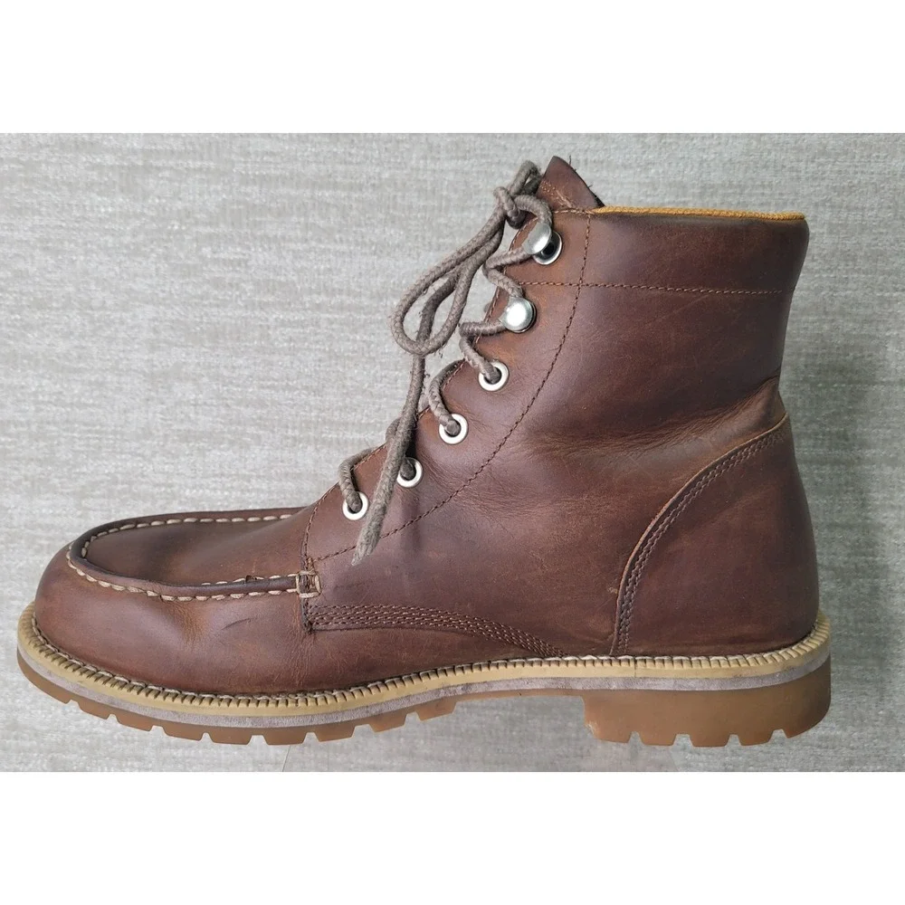 Timberland Redwood Falls Waterproof Moc Toe Boots Mens 8 Brown Leather